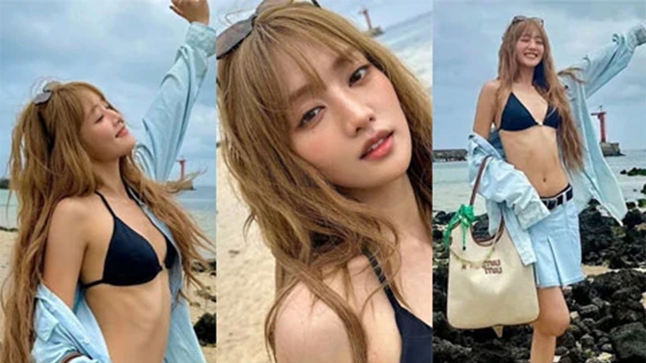 (G)I-DLE Minnie, Black Bikini + Denim Fashion…a slender figure that stands out